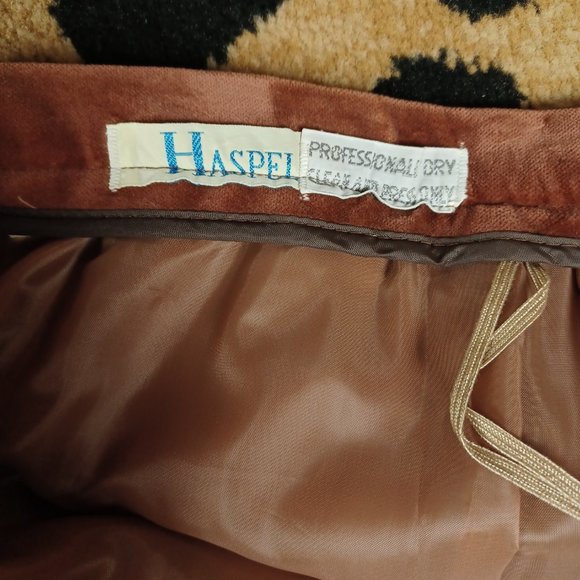 Vintage Brown Velvet A Line Skirt With Pockets - Picture 4 of 6